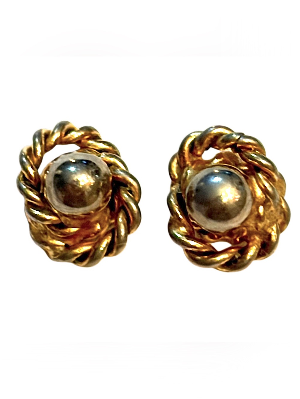 Vintage Gold Twisted Rope stud earrings